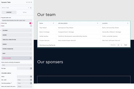 Dynamic Table screenshot