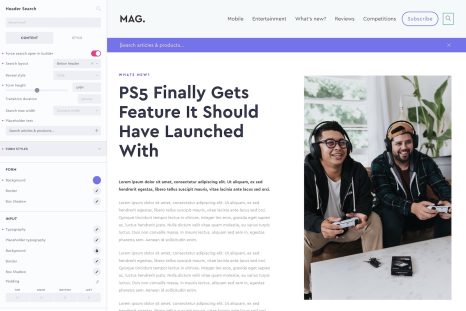 Header Search screenshot