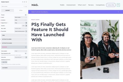 Header Search screenshot