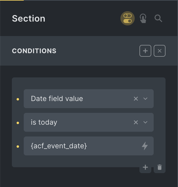 date field value bricks condition
