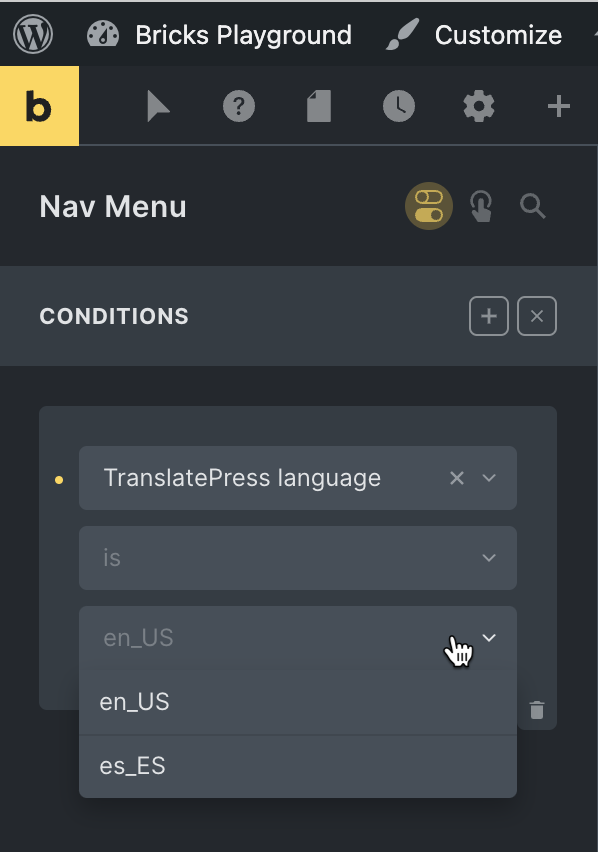 translatepress bricks condition