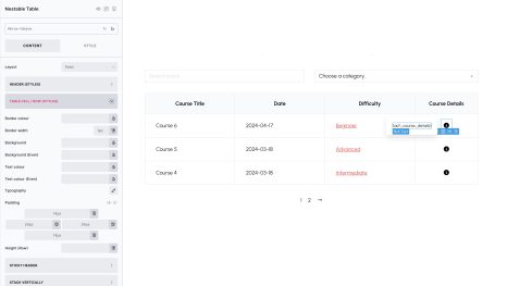 Nestable Table screenshot