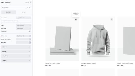 Favorites / Wishlist screenshot