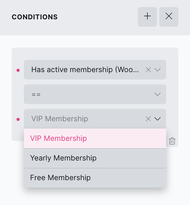 woocommerce memberships conditions