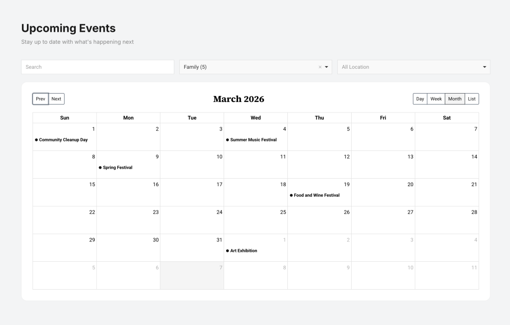 event calendar month view
